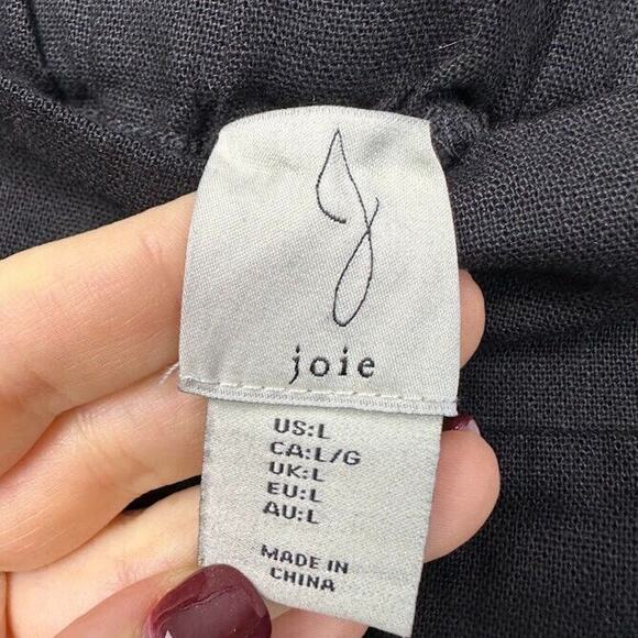 Joie Pants Womens Large Black Stretch Pull On Linen Blend Cropped High Rise - Picture 4 of 8